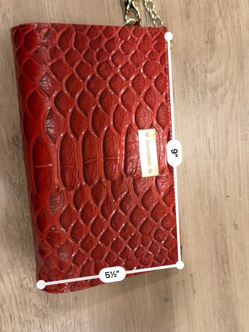 Brahmin Daisy Volcanic Red Croc-Embossed Leather Wristlet